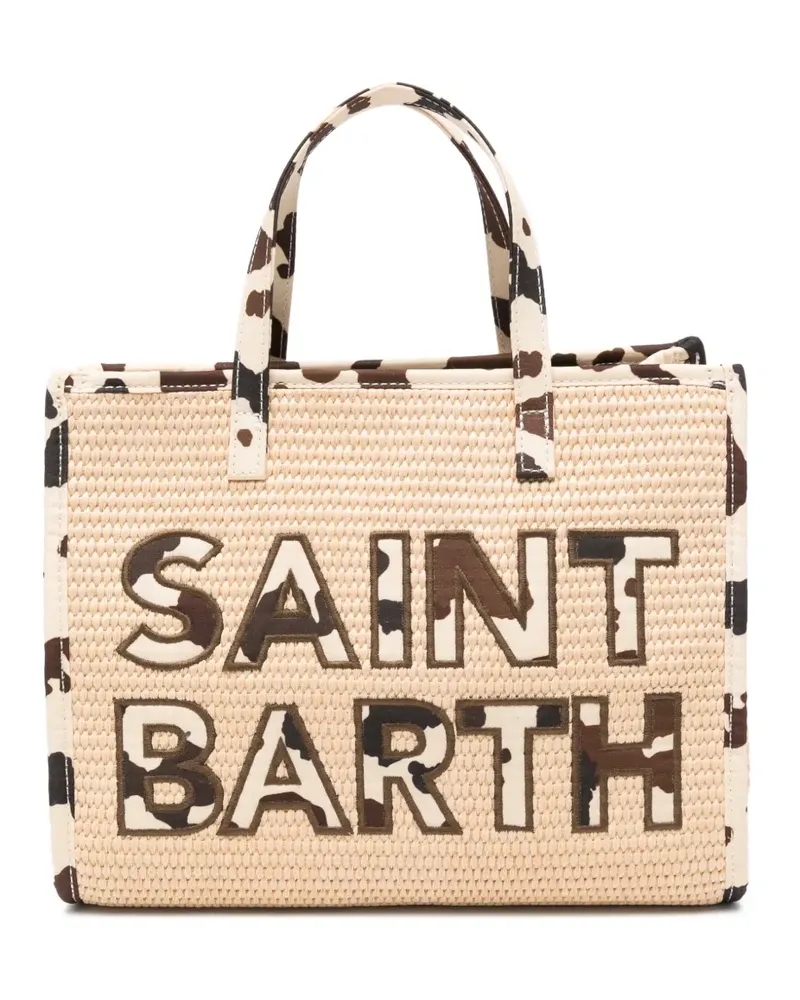 MC2 Saint Barth cow-print logo-patch tote bag - Nude Nude