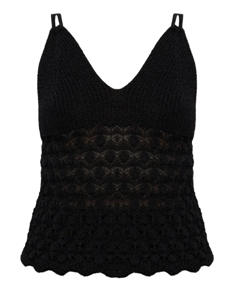 AKEP knitted V-neck top - Schwarz Schwarz