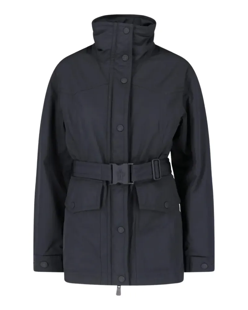 Moncler Stehkragen-Mantel mit Gürtel - Schwarz Schwarz