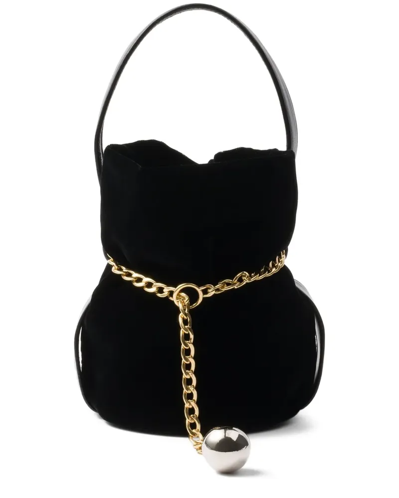 Prada Mini Petit Sac Noir Beuteltasche mit Kette - Schwarz Schwarz