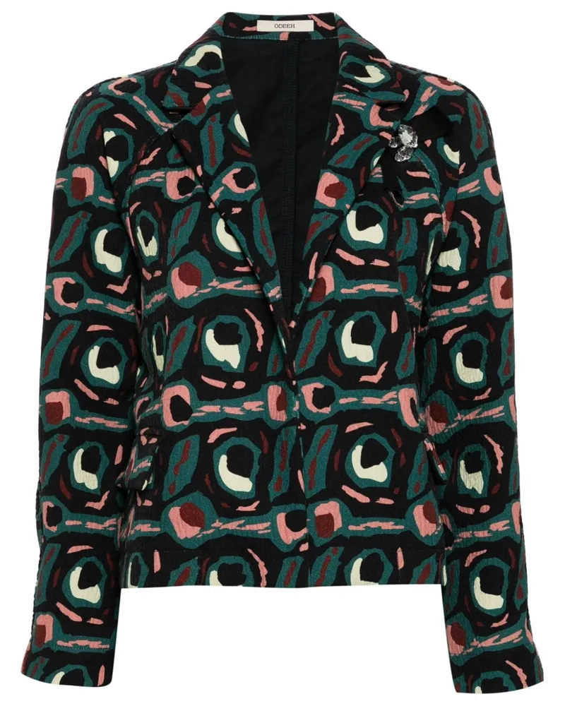 ODEEH Blazer mit abstraktem Print Schwarz