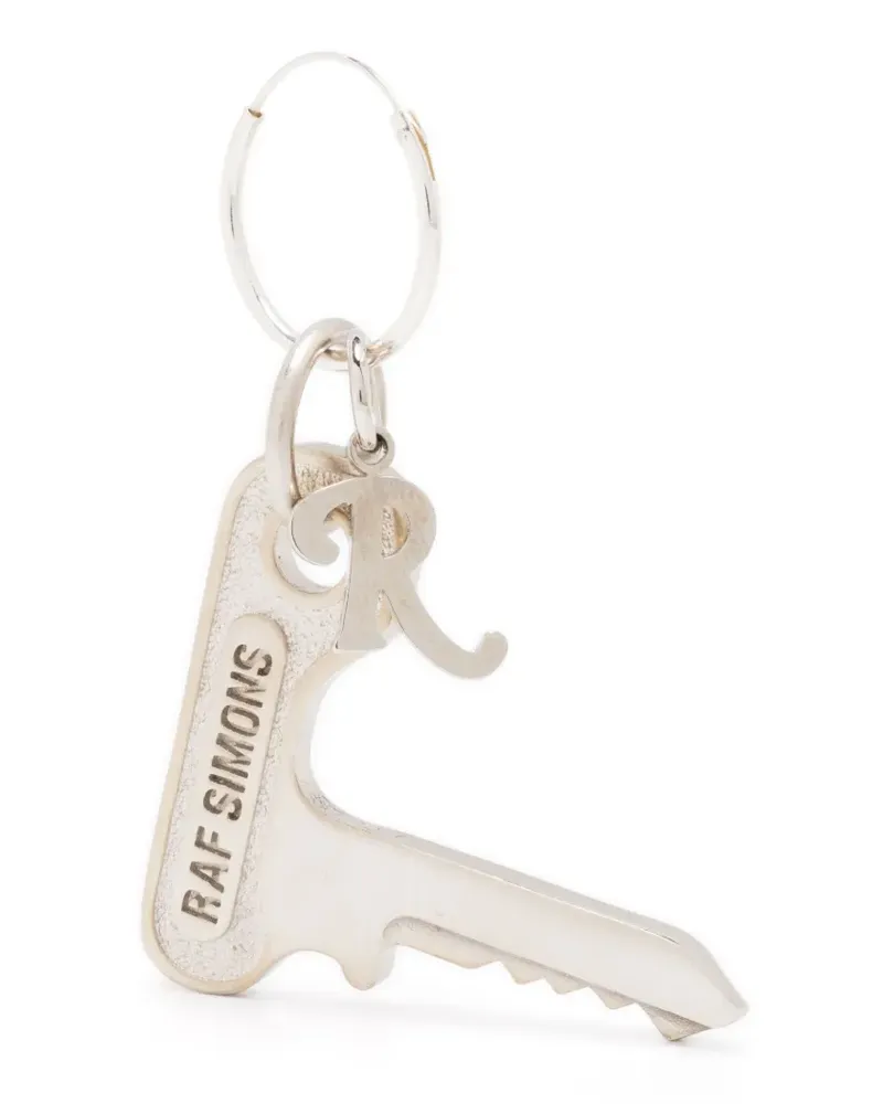 Raf Simons Hängeohrring mit Logo-Gravur - Silber Silber