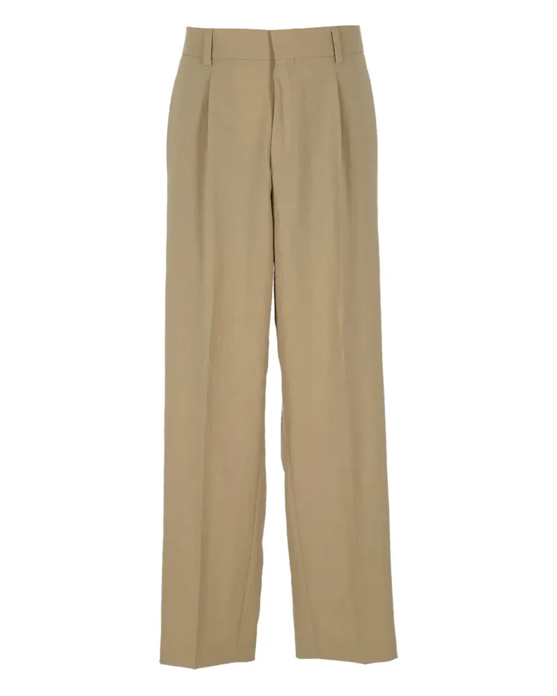 HUGO BOSS Wide-Leg-Hose mit Bundfalten - Nude Nude