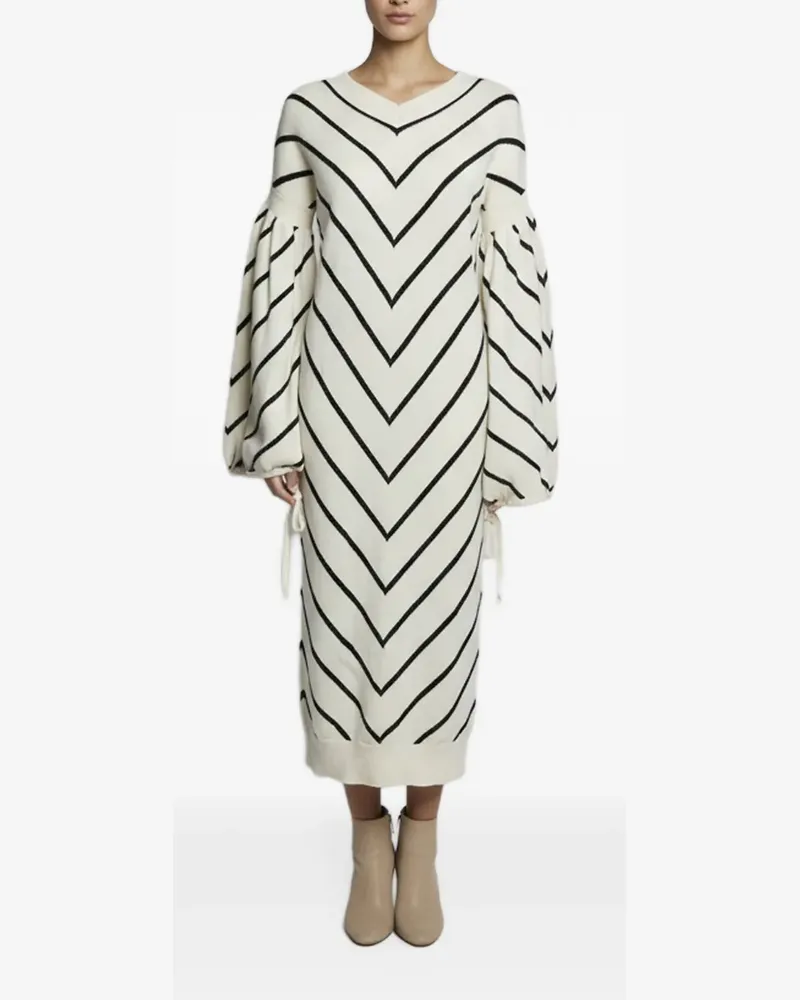Zimmermann Maples Louch chevron dress - Weiß Weiß
