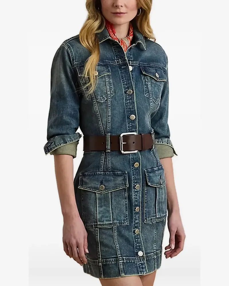 Ralph Lauren Jeanskleid mit Knopfverschluss - Blau Blau