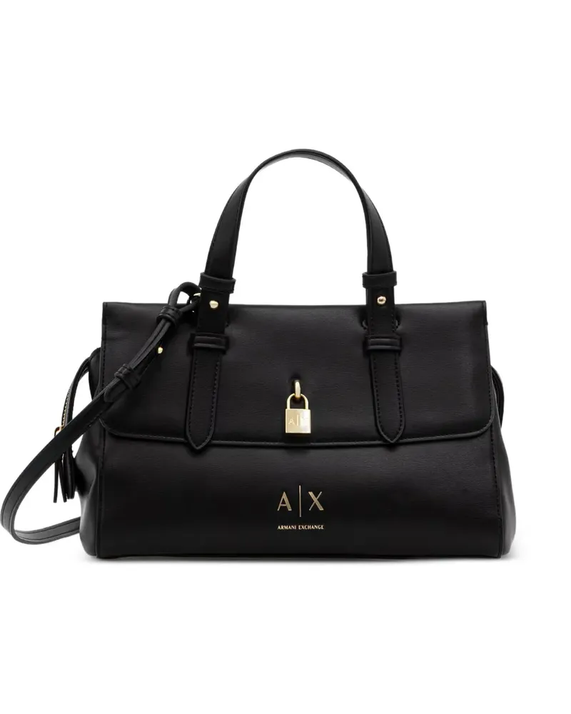 Armani Exchange Schultertasche mit Schloss-Detail - Schwarz Schwarz