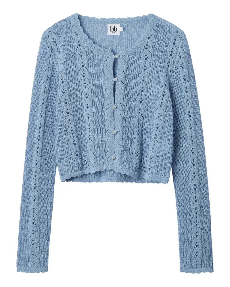 b+ab Cardigan mit Perlenknöpfen - Blau Blau