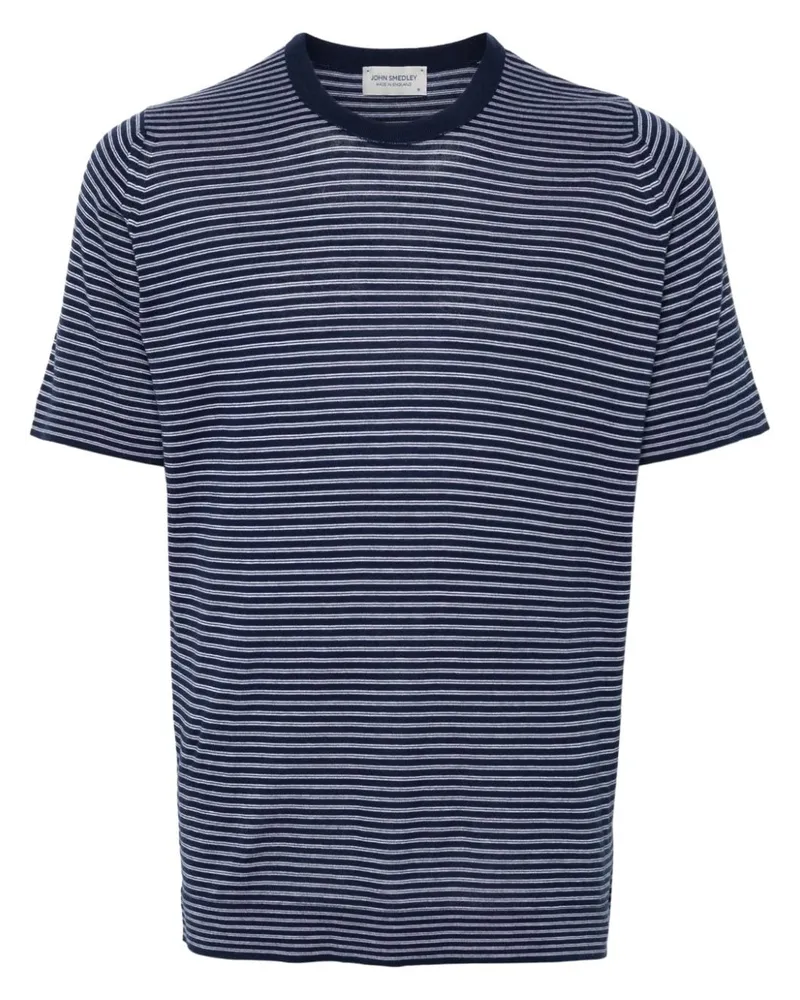 John Smedley Gestricktes Viktor T-Shirt Blau