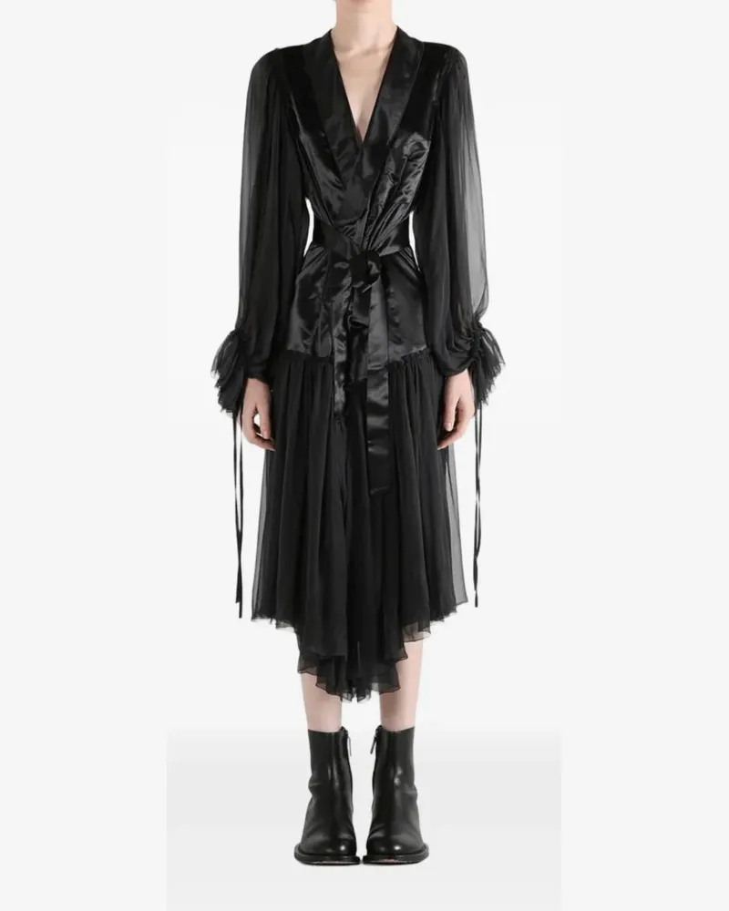 Ann Demeulemeester Iria sheer-panelled ruffled dress - Schwarz Schwarz