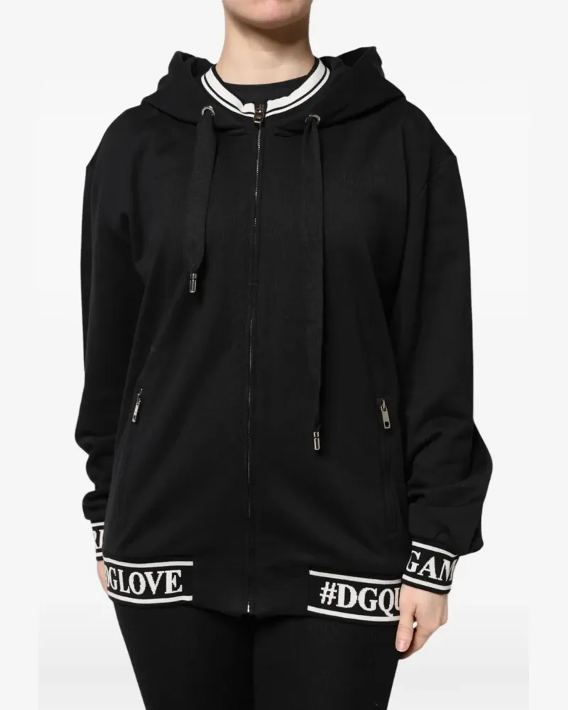 Dolce & Gabbana Kapuzenjacke mit Logo-Band - Schwarz Schwarz