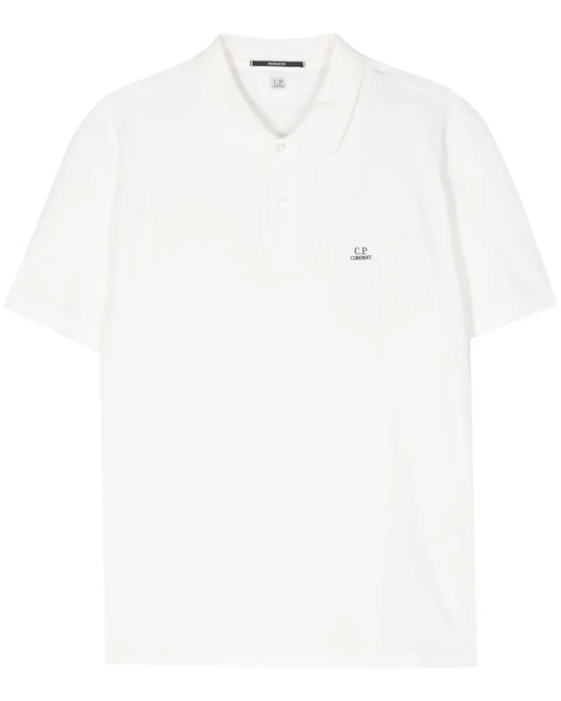 C.P. Company Pikee-Poloshirt mit Logo-Patch - Weiß Weiß