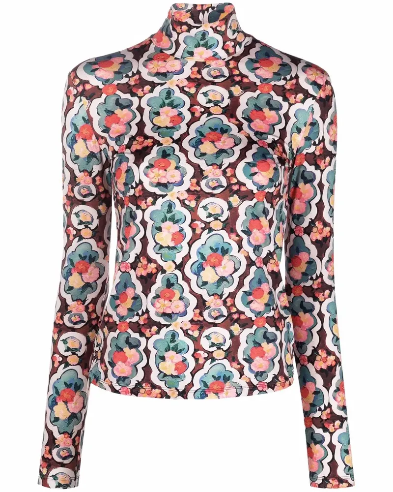 La DoubleJ Rollkragenpullover mit Tiger-Print - Braun Braun