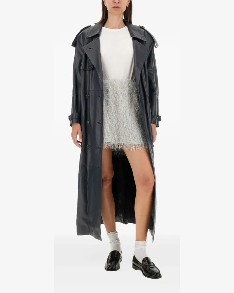 Salvatore Santoro leather trench coat - Grau Grau