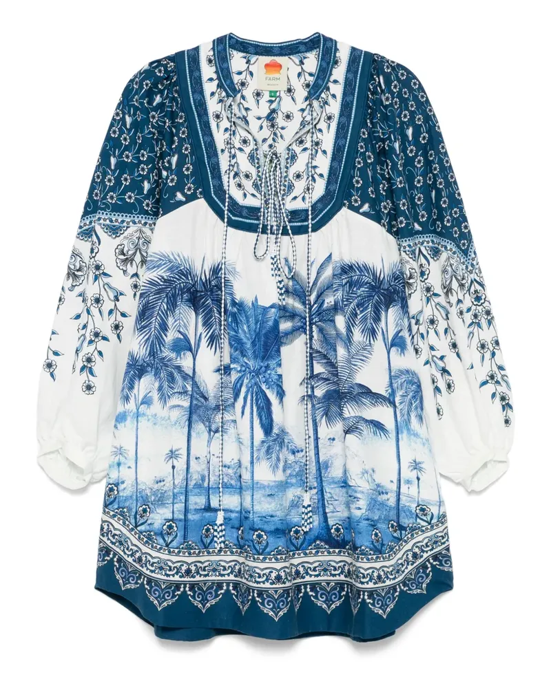 FARM Rio Minikleid mit Palmen-Print - Blau Blau