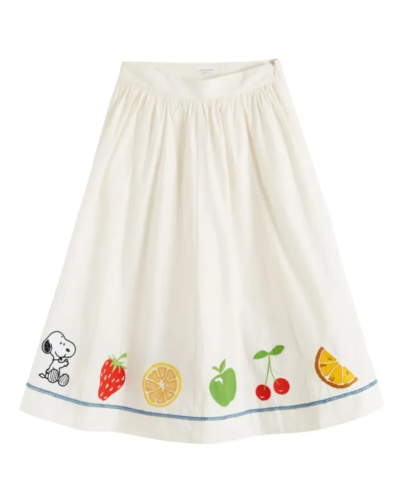 Chinti & Parker Snoopy Midirock mit Früchte-Detail - Weiß Weiß