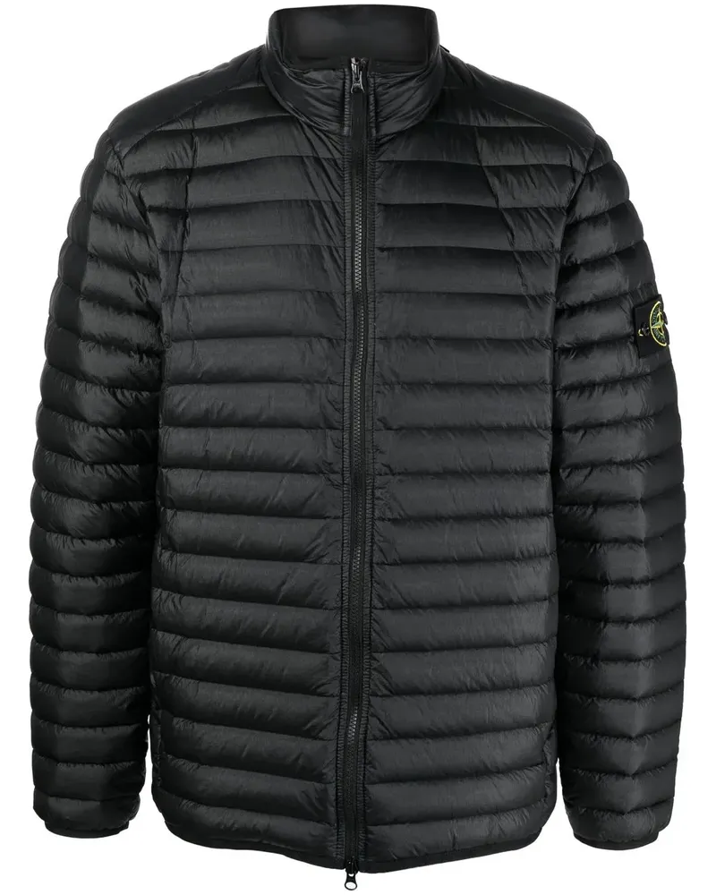 Stone Island Gefütterte Jacke mit Logo-Patch - Schwarz Schwarz