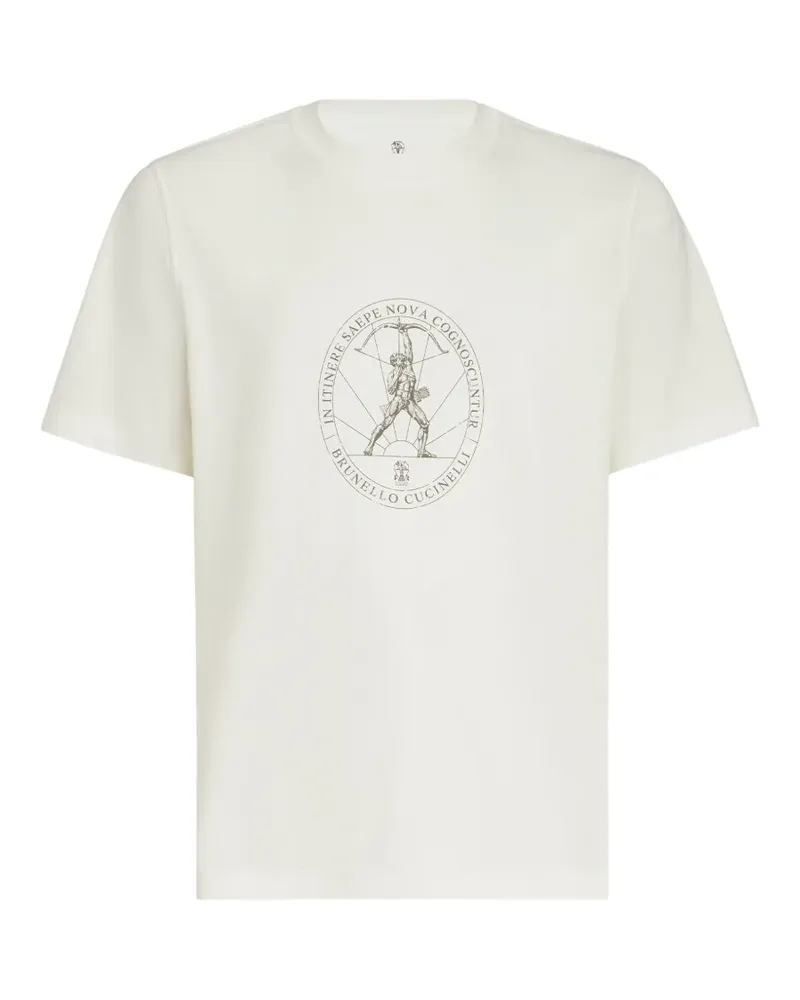 Brunello Cucinelli T-Shirt mit Print - Weiß Weiß