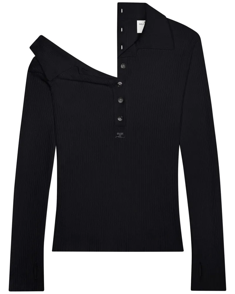 Courrèges Klassisches Poloshirt - Schwarz Schwarz