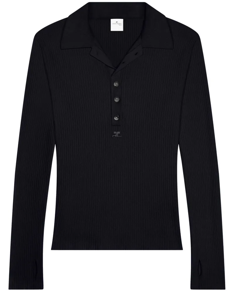 Courrèges Klassisches Poloshirt - Schwarz Schwarz