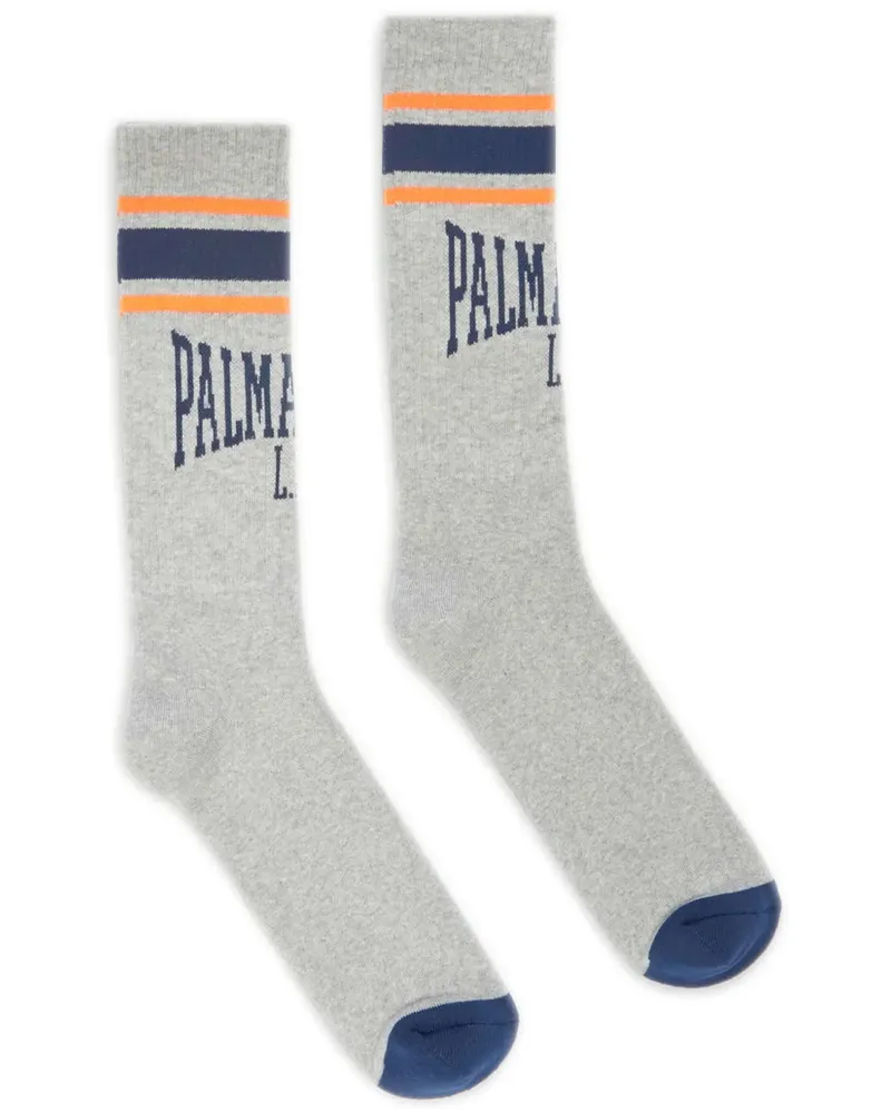 Palm Angels Jacquard-Socken mit Logo - Grau Grau