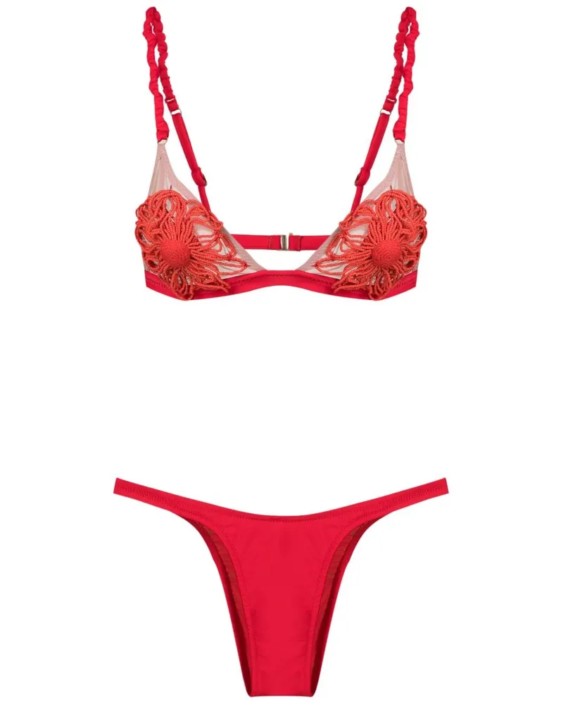 Amir Slama Bikini mit Applikationen - Rot Rot