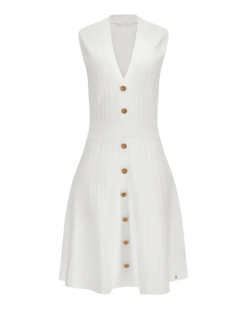 Guess Geripptes Midikleid mit Knopfleiste - Weiß Weiß