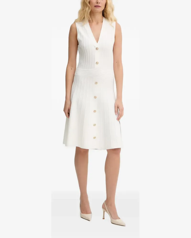 Guess ribbed-knit button-down midi dress - Weiß Weiß