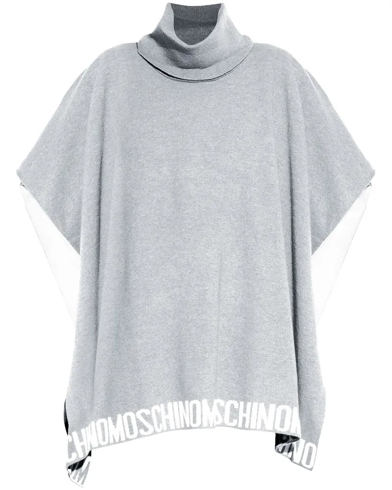 Moschino Poncho mit Intarsien-Logo Grau