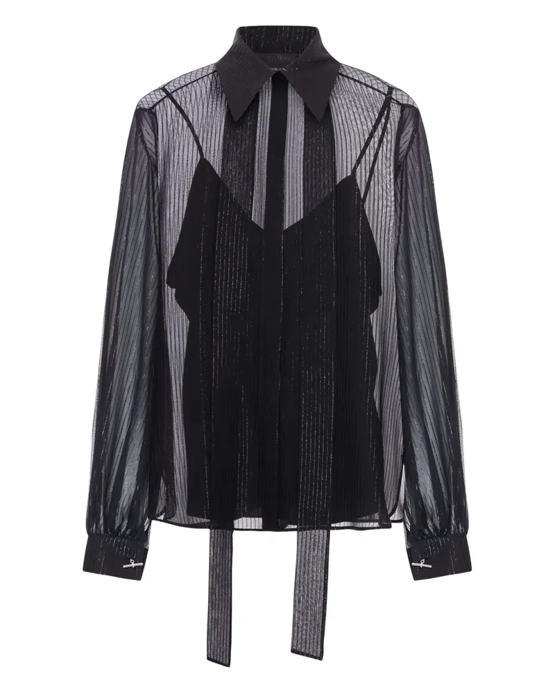 Max Mara Gestreiftes Hemd aus Seidenchiffon - Schwarz Schwarz