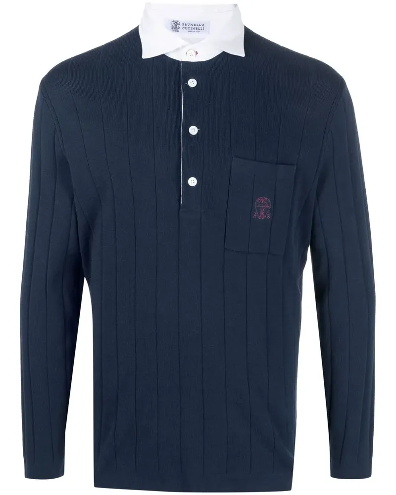 Brunello Cucinelli Pullover mit Poloshirtkragen - Blau Blau