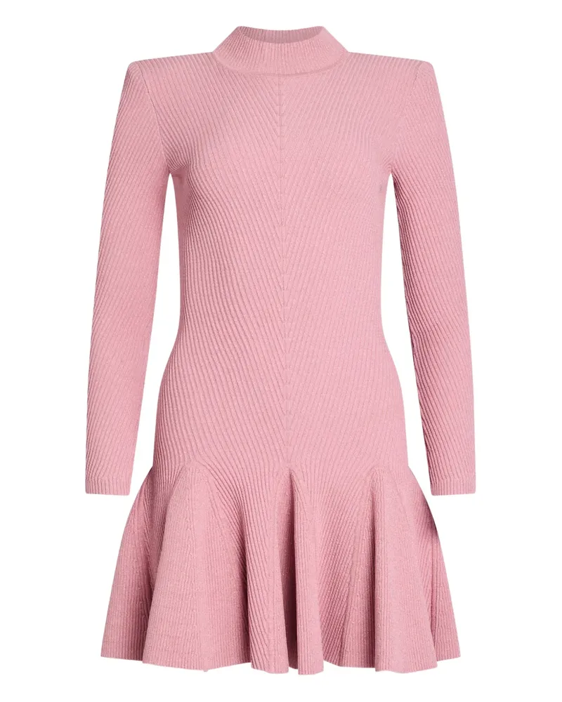 Retrofête Gestricktes Sydonie Minikleid mit Rüschensaum - Rosa Rosa