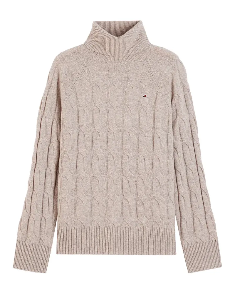Tommy Hilfiger Rollkragenpullover mit Zopfmuster - Nude Nude