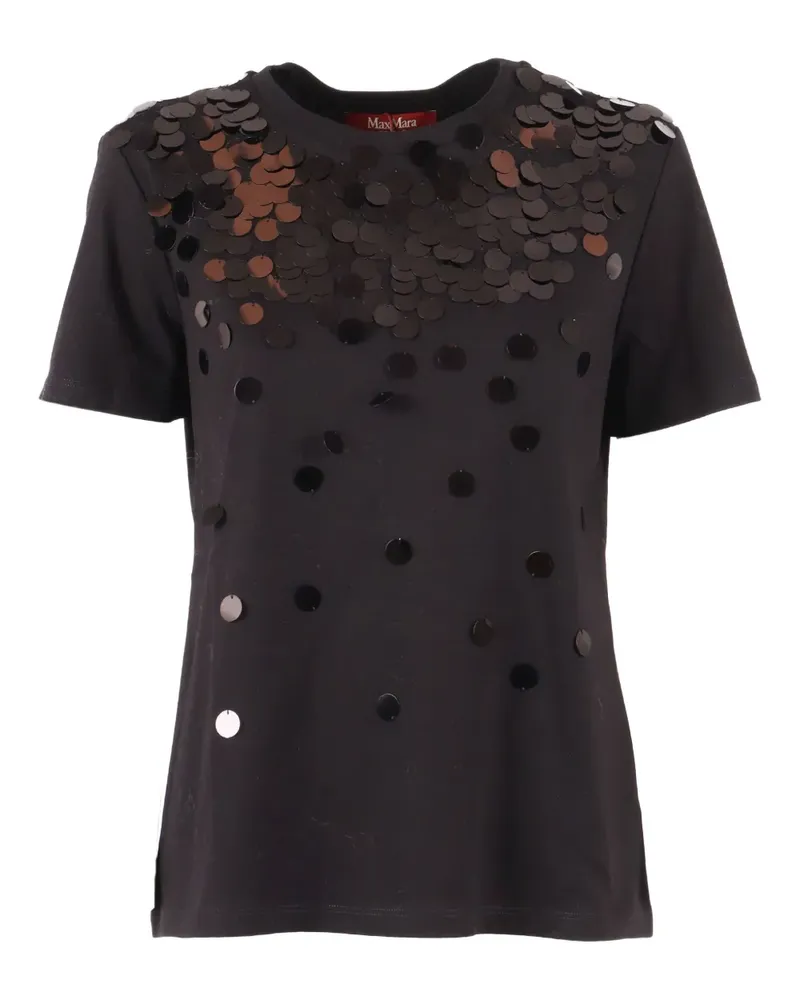 Max Mara Umano T-Shirt mit Pailletten - Schwarz Schwarz