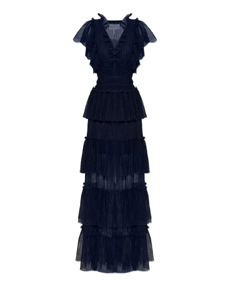 MUNTHE Noriz ruffled tiered maxi dress - Blau Blau