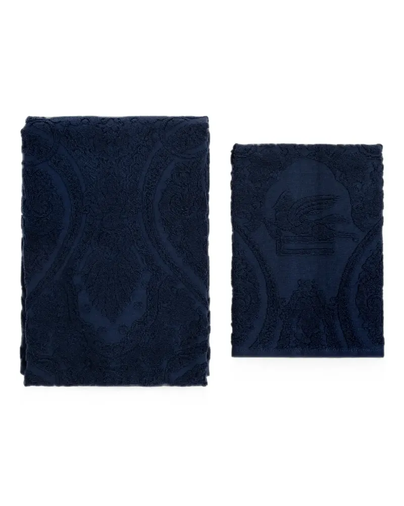 Etro Paisley Pegasus towels set (set of two) - Blau Blau