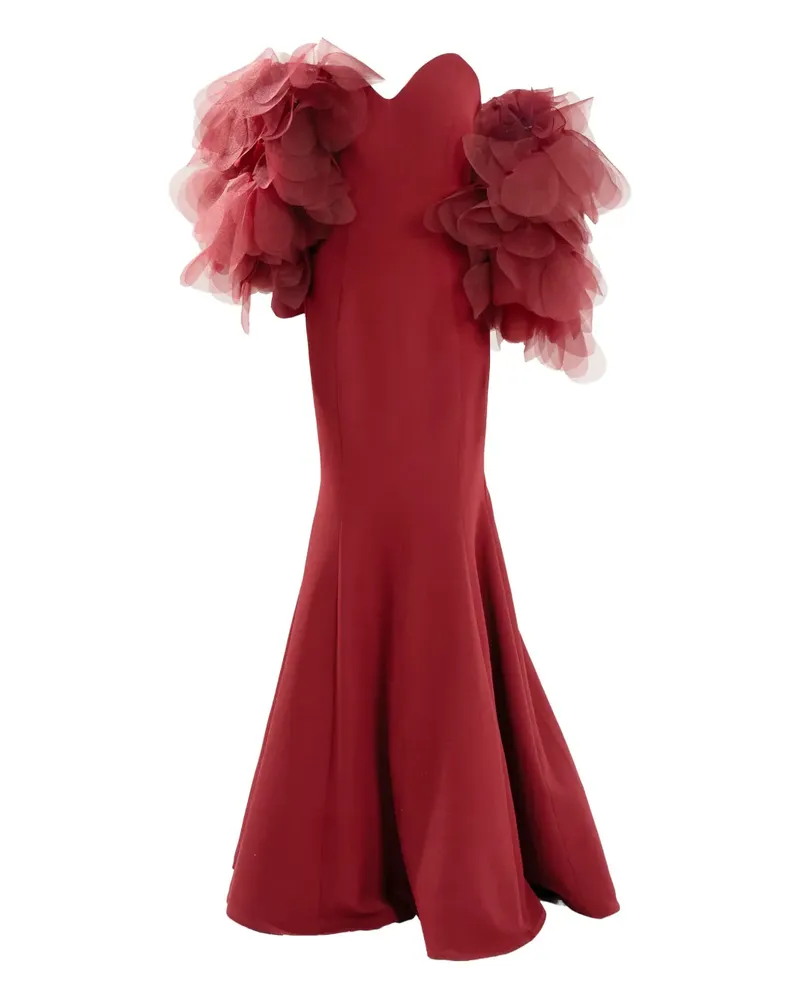 Ana Radu Schulterfreies Maxikleid mit Rüschen - Rot Rot