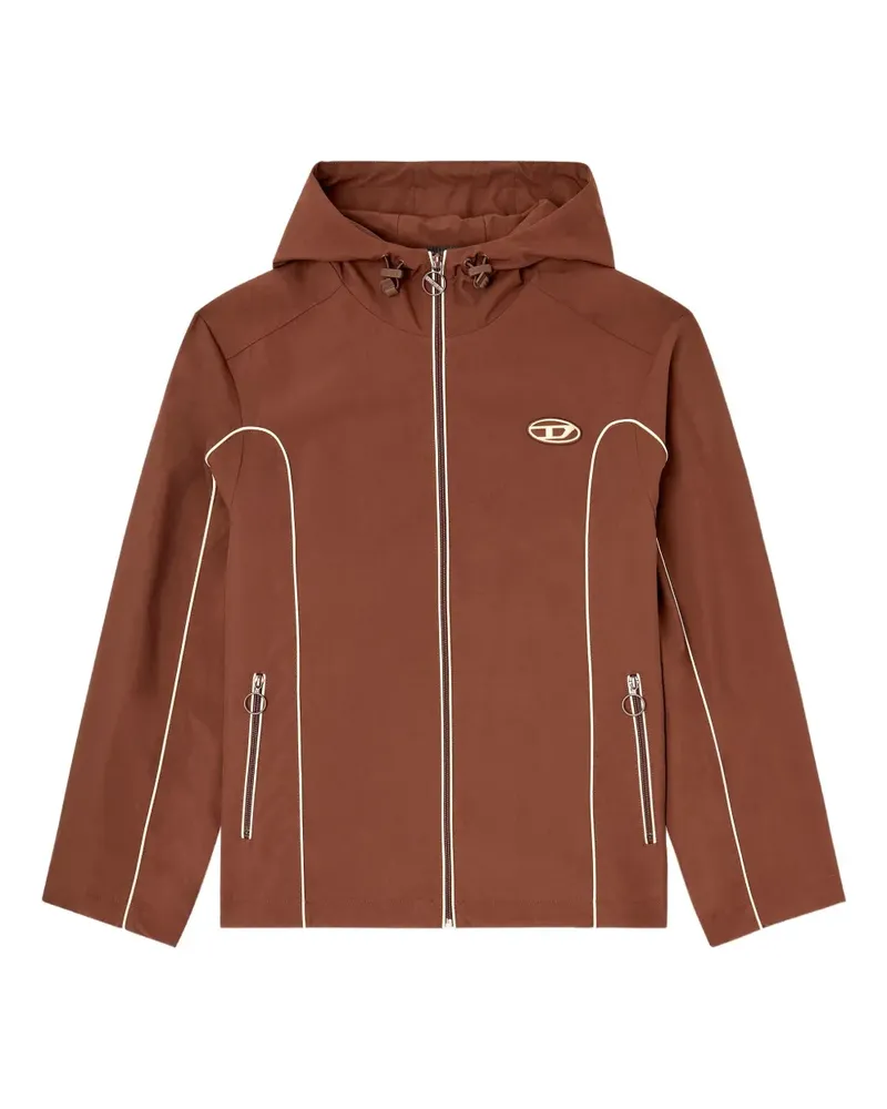 Diesel Kapuzenjacke mit Paspeln - Braun Braun