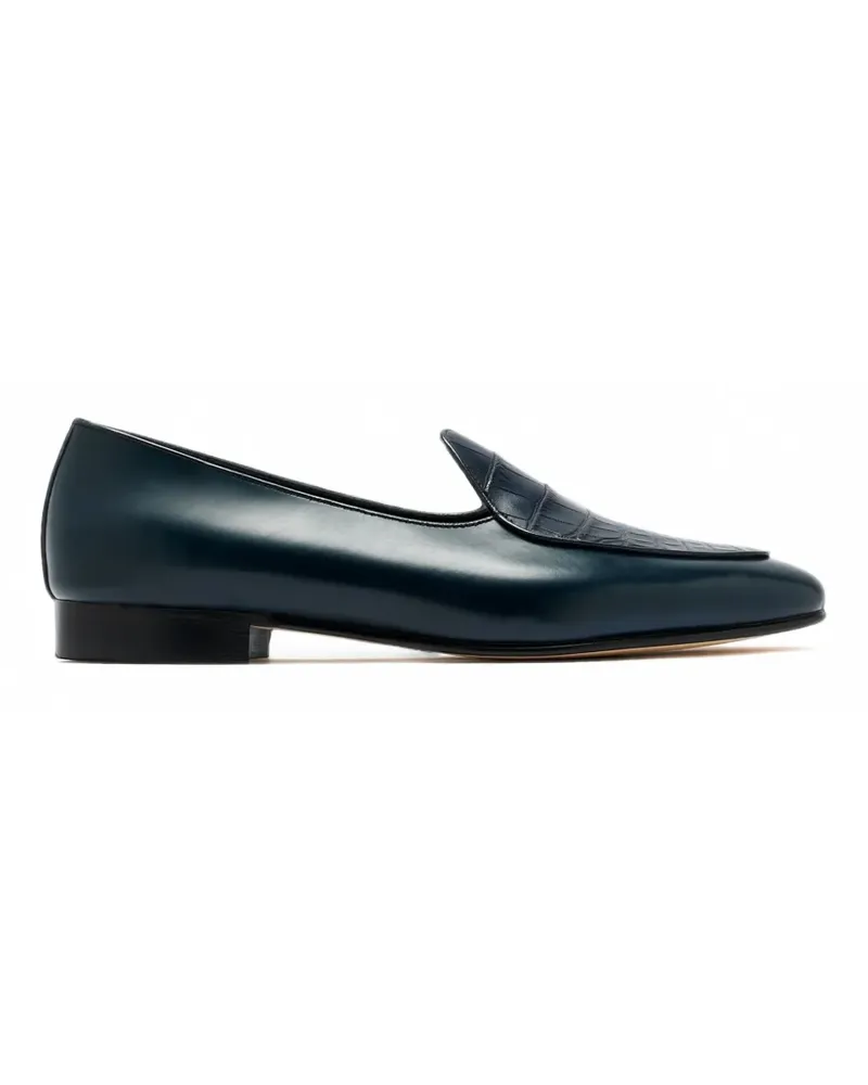Edhèn Milano Kensington Loafer mit Kroko-Effekt - Blau Blau