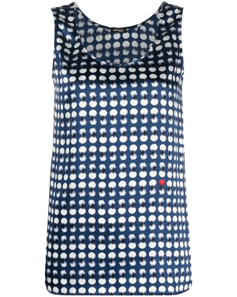 Kiton Gepunktetes Seidentop - Blau Blau