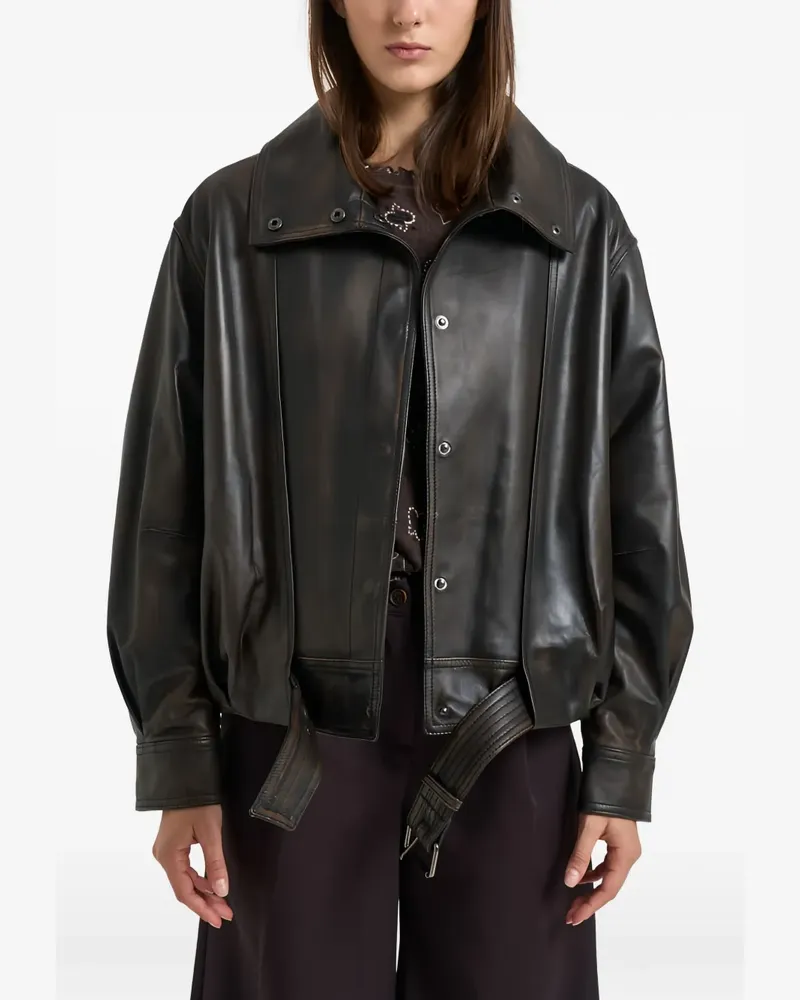 s.w.o.r.d 6.6.44 belted leather jacket - Braun Braun