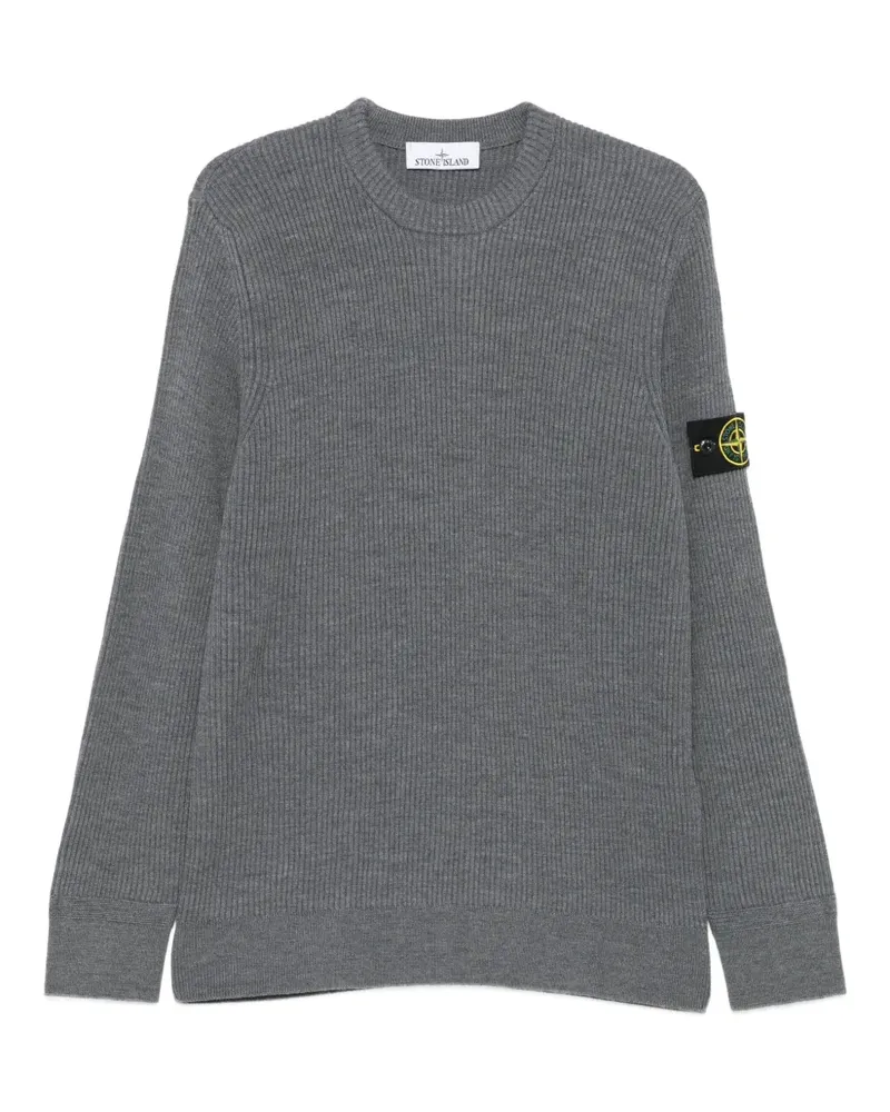 Stone Island Gerippter Pullover mit Logo-Patch - Grau Grau