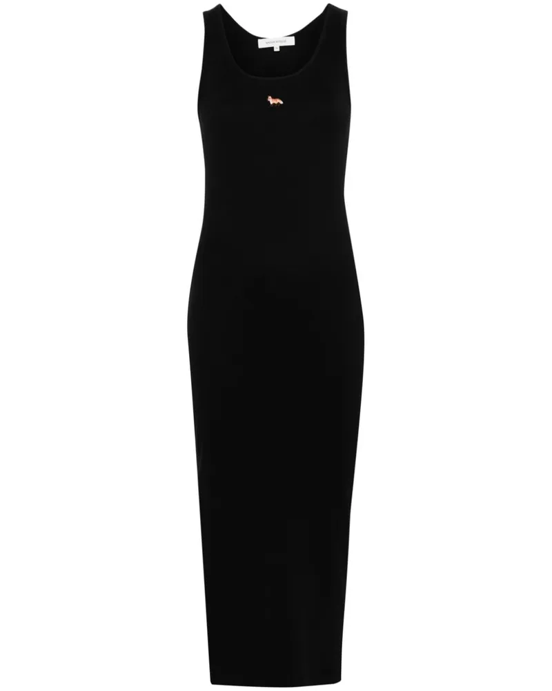 Kitsuné Geripptes Midikleid - Schwarz Schwarz