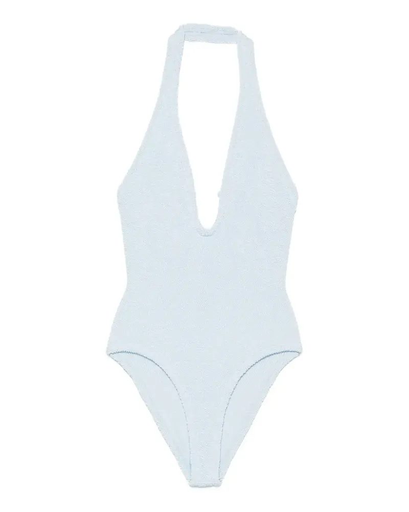 Hunza G Adriana bead-embellished halterneck swimsuit - Blau Blau
