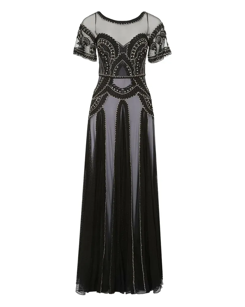 Temperley London Camile embroidered pleated gown - Schwarz Schwarz
