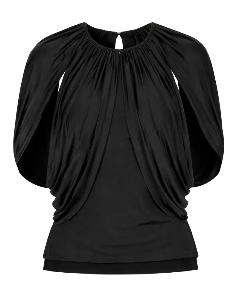 Anna October Evangeline draped blouse - Schwarz Schwarz