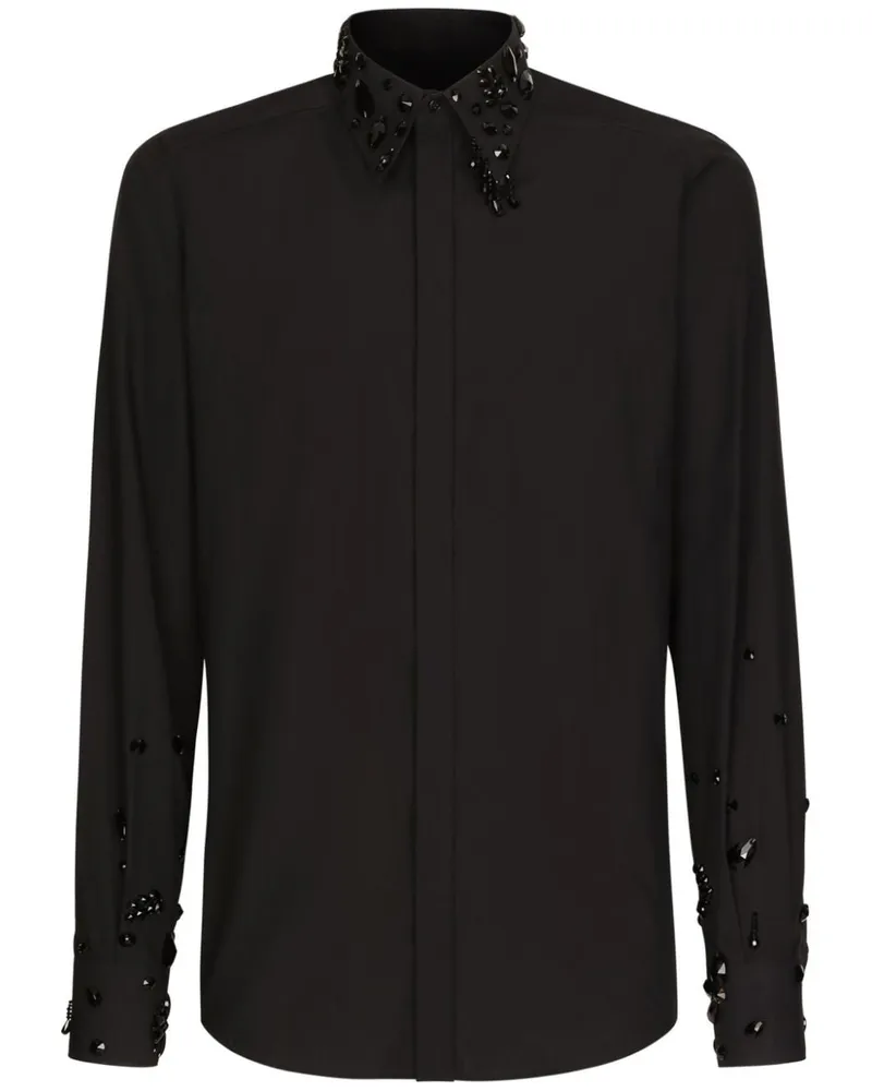 Dolce & Gabbana Hemd mit Strassverzierung - Schwarz Schwarz