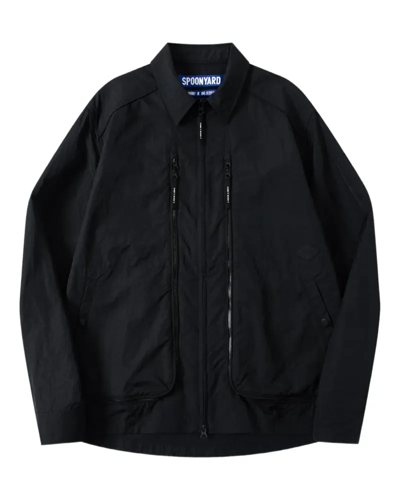 Spoonyard zipper-pockets shirt jacket - Schwarz Schwarz