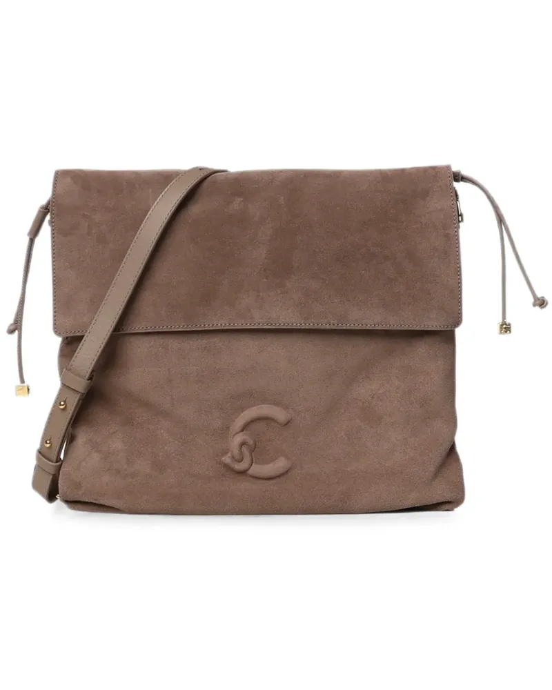 Coccinelle Schultertasche mit Logo-Patch - Nude Nude