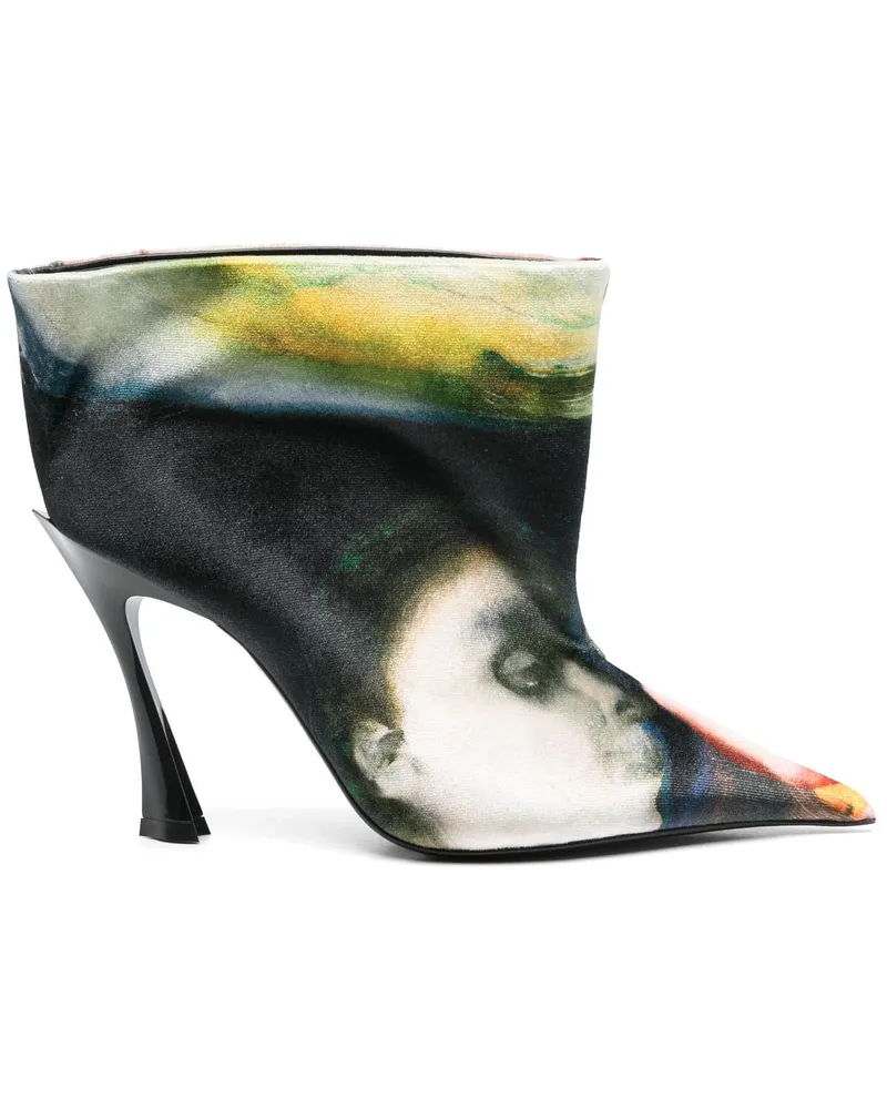 Thierry Mugler x Ambera Wellmann Stiefel aus Samt mit Print 95mm - Grün Grün