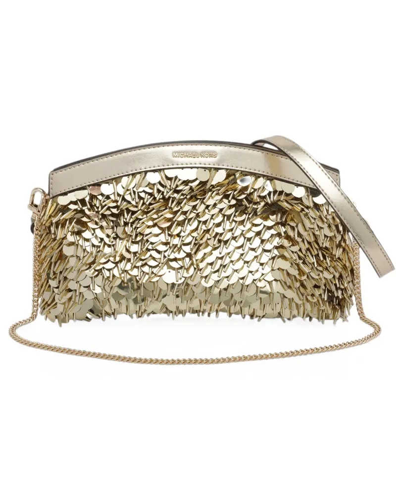 Michael Kors Athena small metallic sequin embellished convertible clutch - Gold Gold